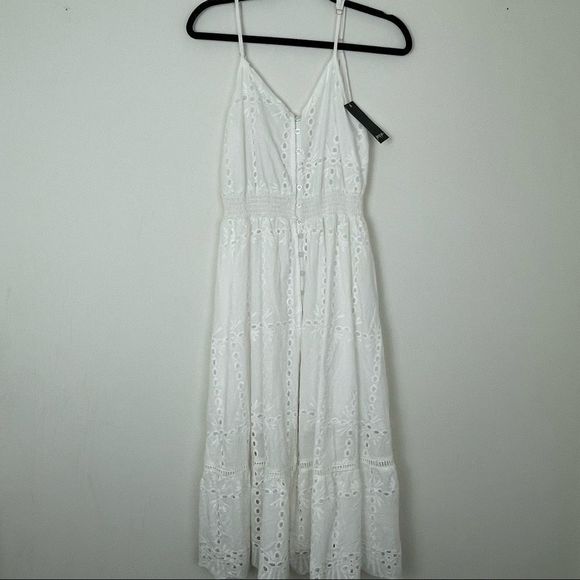 Nasty Gal Dresses & Skirts - Strappy White Eyelet Midi Dress | Small